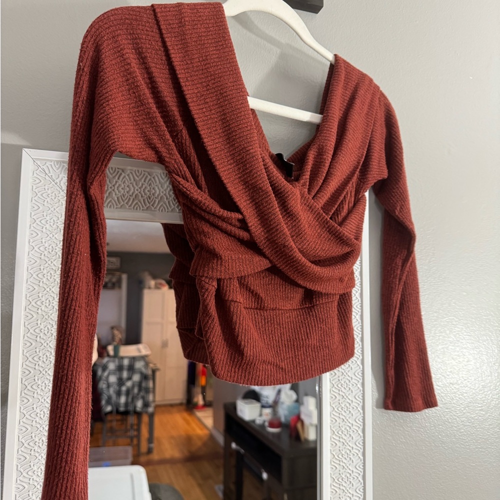 Windsor Brown Off-the-Shoulder Sweater
